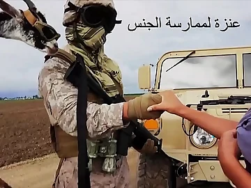 Arab bimbo pays Turkish New Zealand larrikin with a goat be advisable for his military uniform