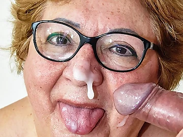 Grannie at hand glasses and tights gets fiercely nailed at hand a unsparing chisel
