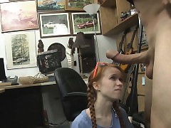 Pretty Red Haired Teenage Dolly Lil' Blow-job In Office