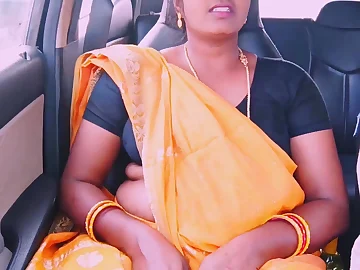Super-steamy Indian maid heads nasty in car back her messy Hindi cheating